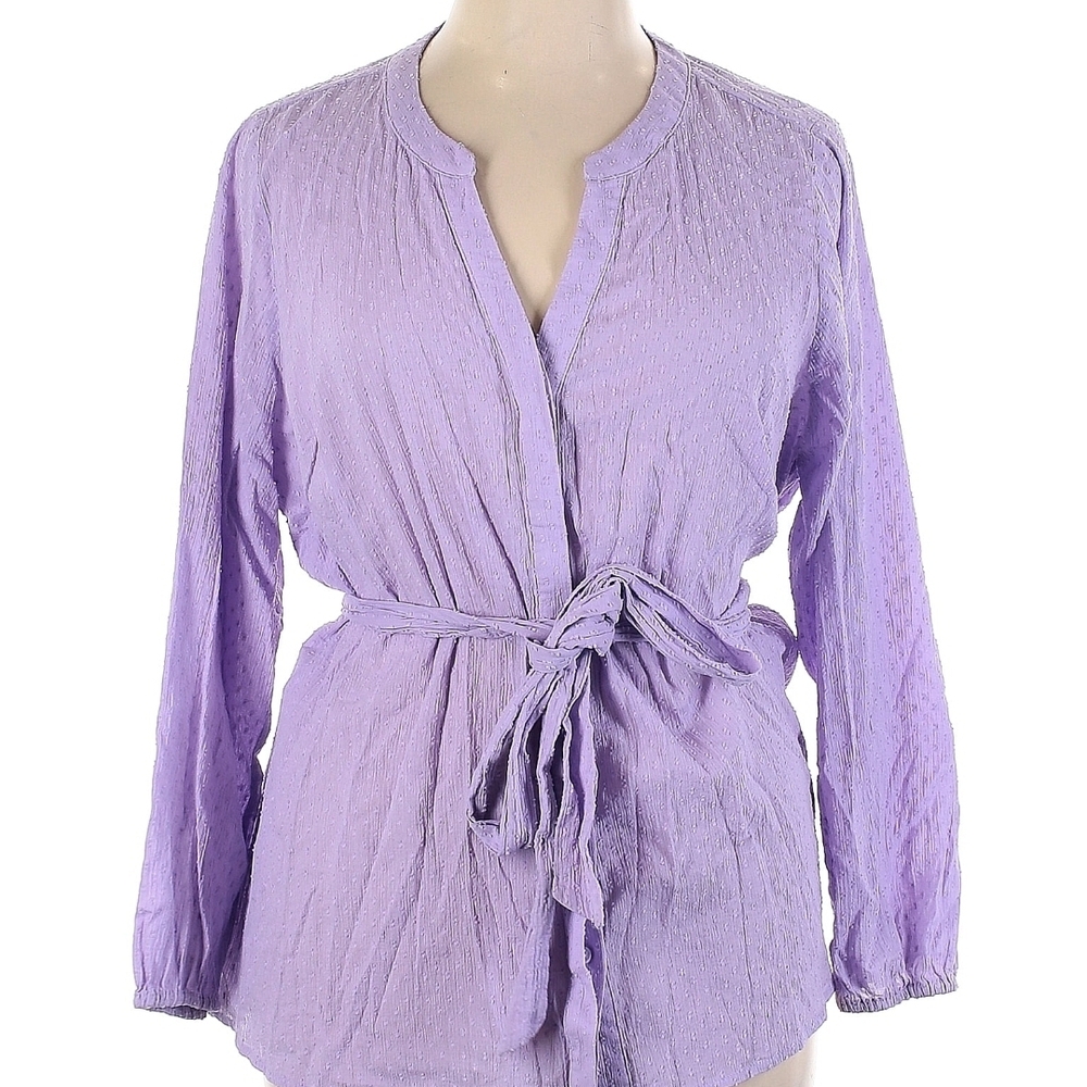 Lane Bryant Purple Textured Tie-Front Blouse